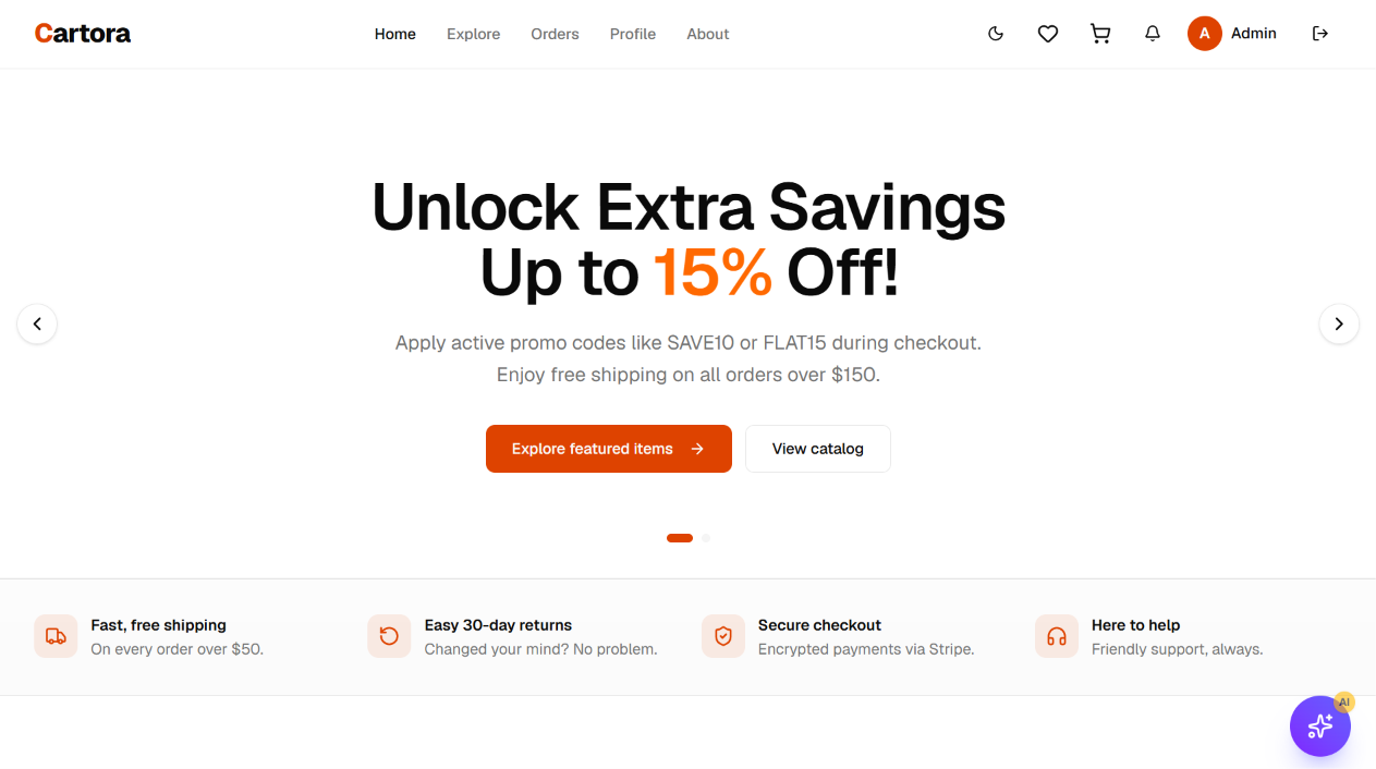 Cartora e-commerce platform