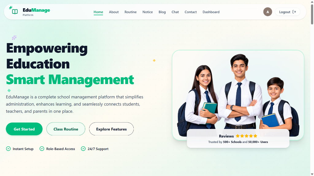 EduManage school management platform